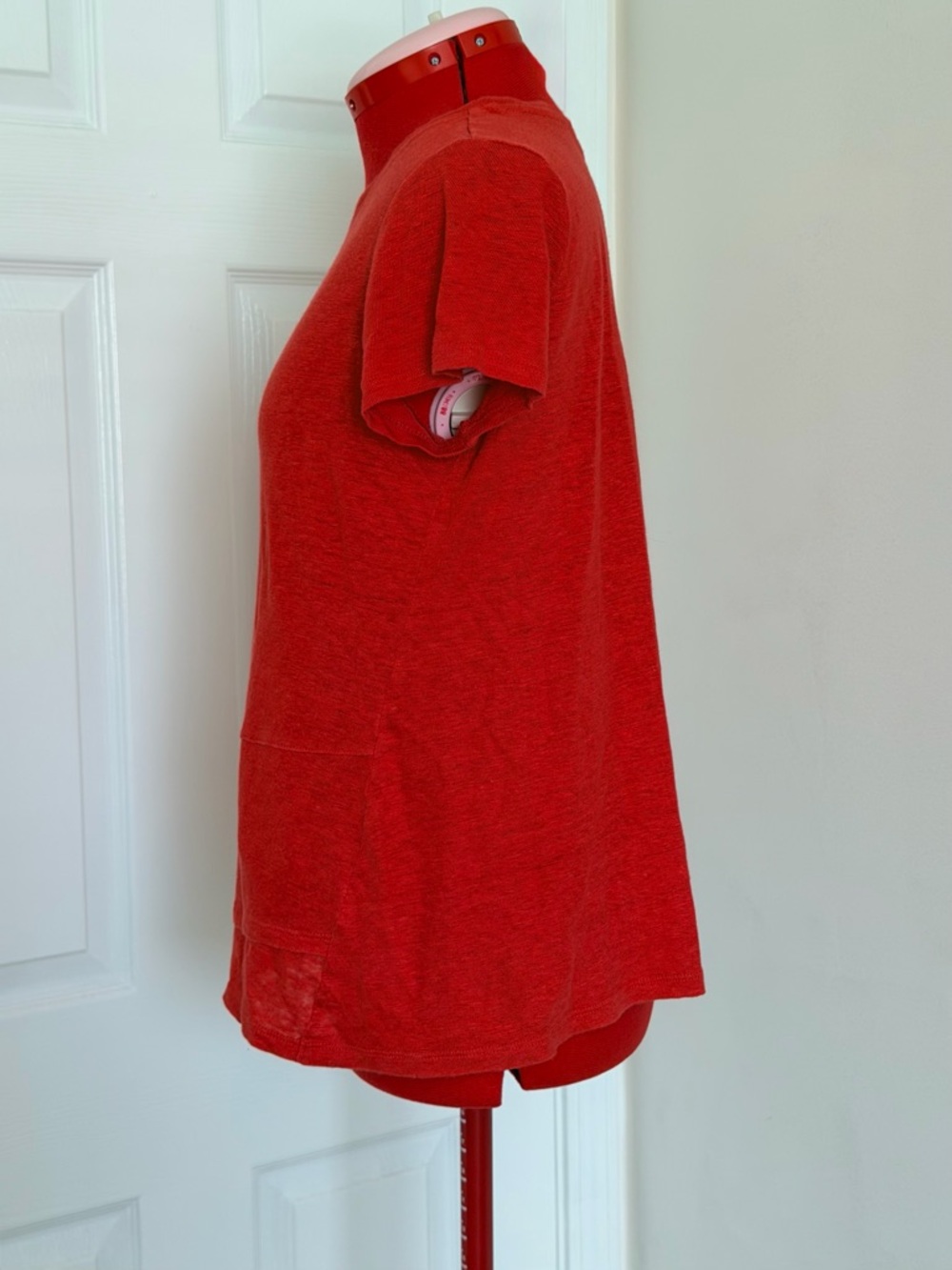J.Jill Love Linen 100% Linen Knit Top T-shirt Coral Red Short Sleeve Tee XS–S - Picture 2 of 8